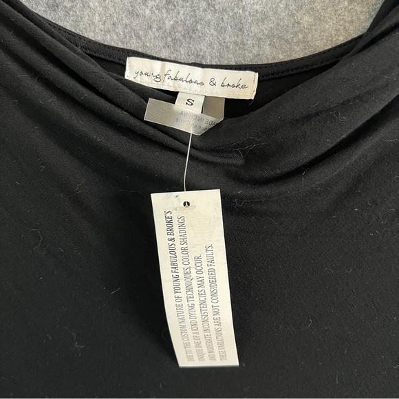 YOUNG FABULOUS & BROKE Tulola Ruched Side Slit Maxi Dress Black Small NWOT - Picture 6 of 11